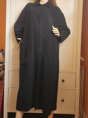 Black Wool Maxi Cocoon Coat Shacket Fits Size XS-S-M-L